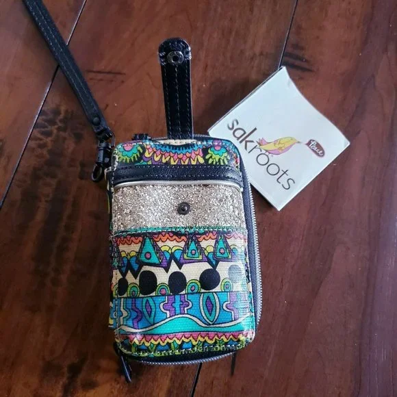 Sakroots Bi-Fold Wallet Zip Round Colorful Art Pattern Design - Picture 1 of 8